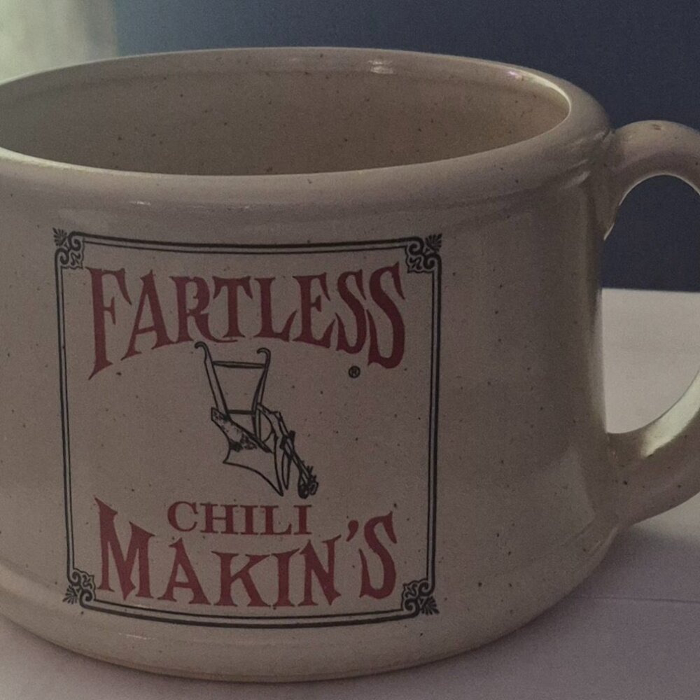 Vintage 2001 Large Jumbo Fartless Chili Bowl 44 oz Ceramic Earthenware Mug Fun